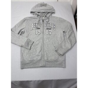 Vintage Y2K Aeropostale 87 New York Light Athletics Gray Zip Up Hoodie XL